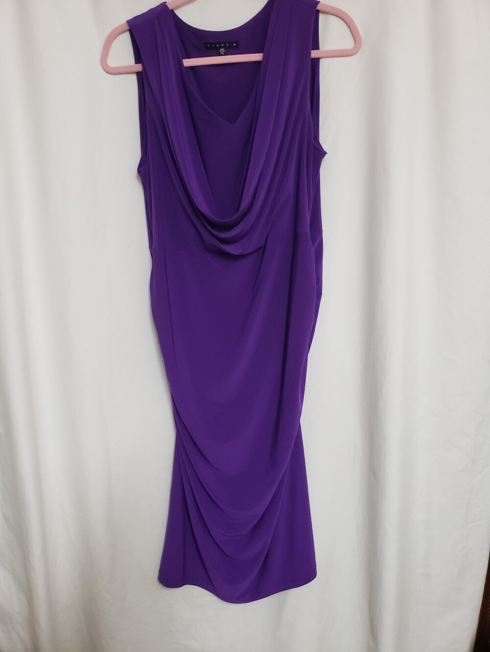 Tiana B. Sleeveless Drape Midi Dress in Violet